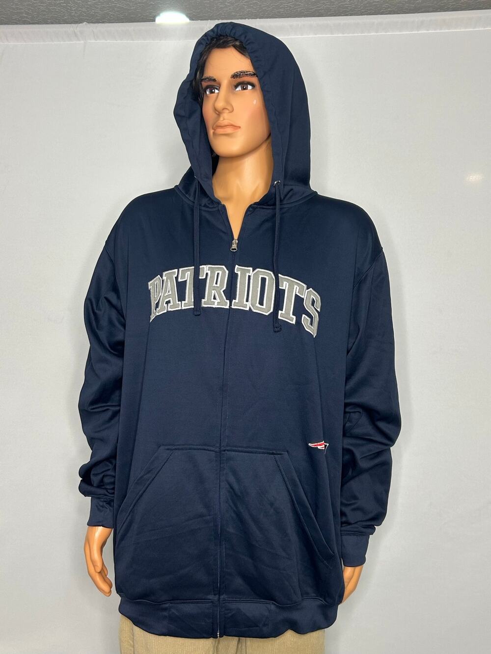 New England Patriots Men’s XLT Navy Full Zip Hoodie NFL Team Apparel